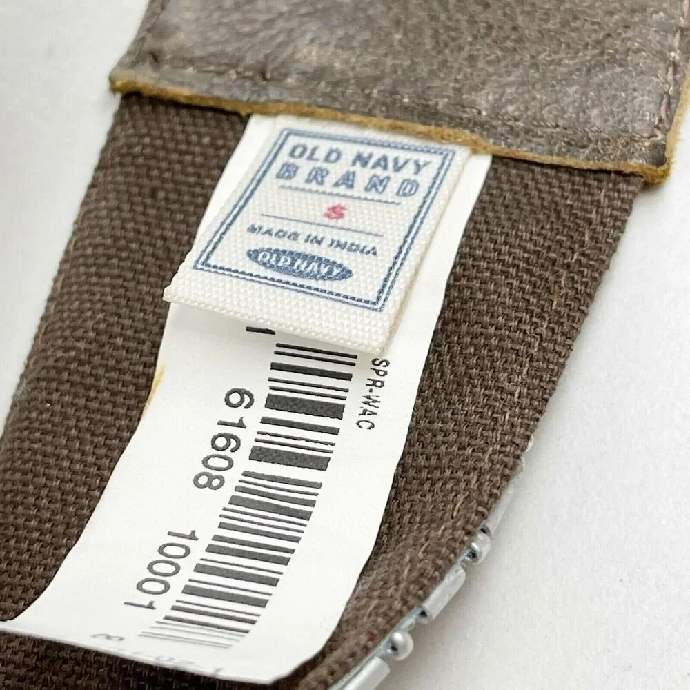 Old Navy Wide Sequin D-Ring Belt Genuine Leather Trim Small (S) ✨